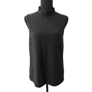 BHWM Forme Solid Black Sleeveless Top Women's Sz XL Mock Neck Stretch Shape Soft